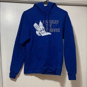 Assholes live forever, Blue Graphic Hoodie small